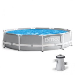 Piscina structura metalica, rotunda, cu filtru, pompa, gri, 305x76 cm, Intex Prism Frame GartenVIP DiyLine