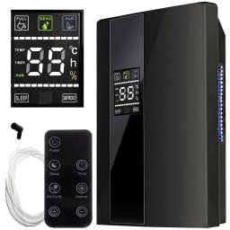 Dezumidificator si Purificator de Aer 2-in-1, Afisaj Temperatura/Umiditate, Randament 650ml/zi, Putere 90W, Anti-Mucegai, Telecomanda, Negru
