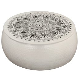 Masuta de cafea, alb, 70 x 30 cm, aluminiu batut cu ciocanul GartenMobel Dekor