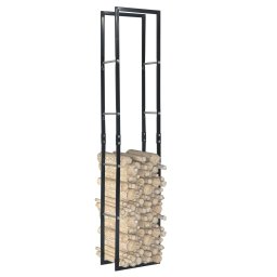 Rastel pentru lemne de foc, negru, 40x25x200 cm, otel GartenMobel Dekor