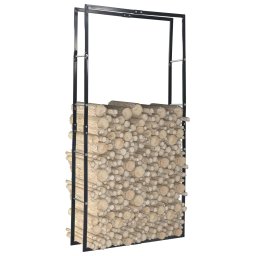 Rastel pentru lemne de foc, negru, 100x25x200 cm, otel GartenMobel Dekor