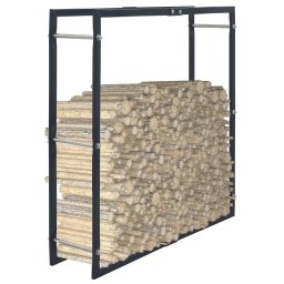 Rastel pentru lemne de foc, negru, 100x25x100 cm, otel GartenMobel Dekor