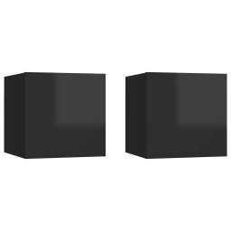Noptiere, 2 buc., negru extralucios, 30,5x30x30 cm, PAL GartenMobel Dekor