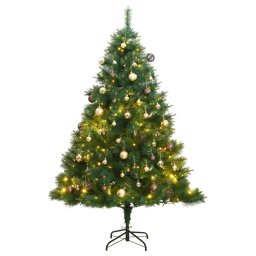 Brad Craciun artificial articulat cu 300 LED-uri/globuri 240 cm GartenMobel Dekor