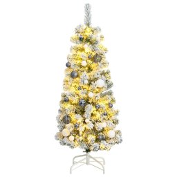 Brad Craciun artificial articulat cu 150 LED-uri/globuri 120 cm GartenMobel Dekor