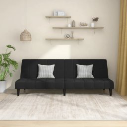 Canapea extensibila cu 2 locuri, negru, catifea GartenMobel Dekor