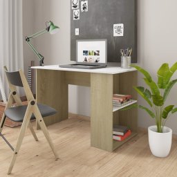 Birou, alb si stejar sonoma, 110 x 60 x 73 cm, PAL GartenMobel Dekor