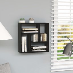 Raft de perete, negru, 45,1 x 16 x 45,1 cm, PAL GartenMobel Dekor