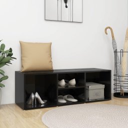Banca depozitare pantofi, negru extralucios, 105x35x35 cm, PAL GartenMobel Dekor