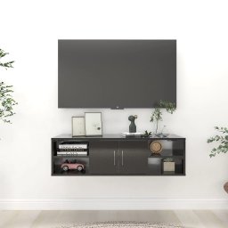 Raft de perete, negru extralucios, 102x30x29 cm, PAL GartenMobel Dekor