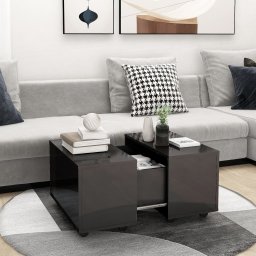 Masuta de cafea, gri extra lucios, 60x60x38 cm, PAL GartenMobel Dekor