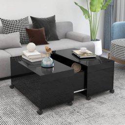 Masuta de cafea, negru extralucios, 75x75x38 cm, PAL GartenMobel Dekor