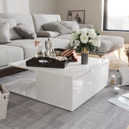 Masuta de cafea, alb extra lucios, 80 x 80 x 31 cm, PAL GartenMobel Dekor