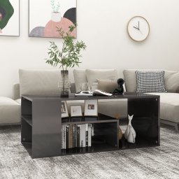 Masuta de cafea, gri extralucios, 100x50x40 cm, PAL GartenMobel Dekor