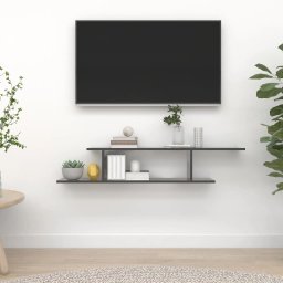 Raft TV cu montaj pe perete, gri extralucios, 125x18x23 cm, PAL GartenMobel Dekor
