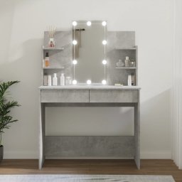 Masa de toaleta cu LED, gri beton, 96x40x142 cm GartenMobel Dekor
