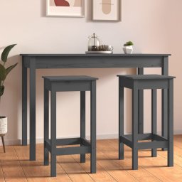 Scaune de bar, 2 buc., gri, 40x40x78 cm, lemn masiv de pin GartenMobel Dekor
