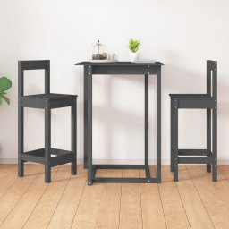 Scaune de bar, 2 buc., gri, 40x41,5x112 cm, lemn masiv de pin GartenMobel Dekor