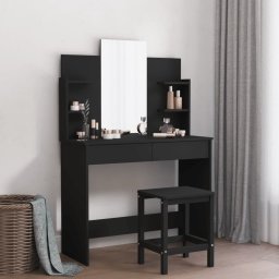 Masa de toaleta cu oglinda, negru, 96x39x142 cm GartenMobel Dekor