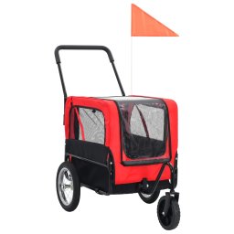 Remorca bicicleta & carucior 2-în-1 pentru animale, rosu/negru GartenMobel Dekor