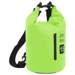 Rucsac impermeabil cu fermoar, verde, 15 L, PVC GartenMobel Dekor
