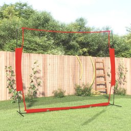 Plasa baseball portabila, rosu/negru, 369x107x271 cm, otel/PE GartenMobel Dekor