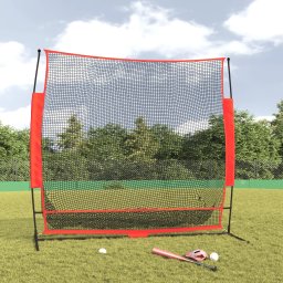 Plasa de baseball portabila negru/rosu 215x107x216 cm poliester GartenMobel Dekor