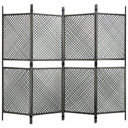 Paravan camera, 4 panouri, antracit, 240 x 200 cm, poliratan GartenMobel Dekor