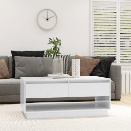 Masuta de cafea, alb extralucios, 102,5x55x44 cm, PAL GartenMobel Dekor
