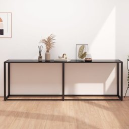 Masa consola, negru, 220x35x75,5 cm, sticla securizata GartenMobel Dekor