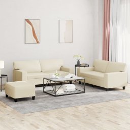 Set de canapele, 3 piese, crem, piele ecologica GartenMobel Dekor