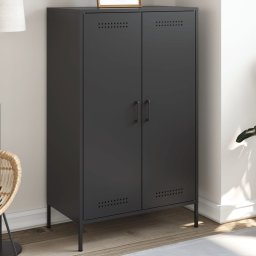 Dulap înalt, negru, 68x39x113 cm, otel GartenMobel Dekor