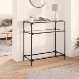 Masuta de cafea, blat din sticla transparenta, 80x35x81 cm otel GartenMobel Dekor