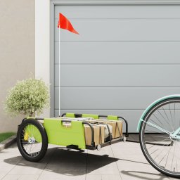 Remorca de bicicleta, verde, textil oxford si fier GartenMobel Dekor