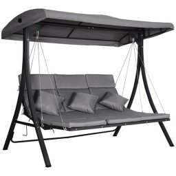Balansoar gradina, 3 locuri, gri, 200x115x168 cm, perne captusite, max 270 kg, Maldive GartenVIP DiyLine