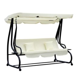 Balansoar gradina, 3 locuri, crem, 200x120x164 cm, functie pat, max 340 kg, Tripoli GartenVIP DiyLine