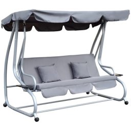 Balansoar gradina, 3 locuri, gri, 200x120x164 cm, functie pat, max 340 kg, Tripoli GartenVIP DiyLine