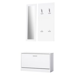Set mobilier hol, pal, cu pantofar, cuier, oglinda, alb, 3 piese GartenVIP DiyLine