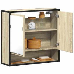 Dulap baie cu oglinda stejar sonoma 65x20x60 cm lemn compozit GartenMobel Dekor