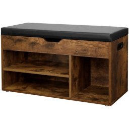 Banca depozitare incaltaminte, pantofar pentru hol, Artool, pal, 3 rafturi, maro rustic inchis, 80x30x44 cm GartenVIP DiyLine