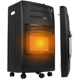 RESIGILATA - Soba pe Gaz Butelie GPL Pliabila, 3 Trepte Incalzire, Putere 4200W, Portabila pe Roti, Aprindere Automata, Incalzitor Ceramic, Regulator si Furtun Gaz