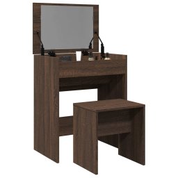 Masa de toaleta si taburet, stejar maro, 60x40x113,5 cm GartenMobel Dekor