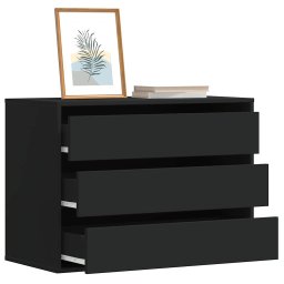 Dulap colt cu sertare negru 80x41x58 cm lemn prelucrat GartenMobel Dekor