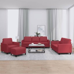 Set de canapele cu perne, 4 piese, rosu vin, piele ecologica GartenMobel Dekor