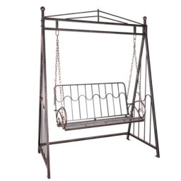 Balansoar gradina, metalic, cu arcada, pergola, 2 locuri, bronz antic, 162x90x205 cm, Don GartenVIP DiyLine