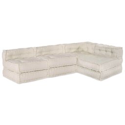 Set fotolii puf modulare, 4 buc, crem, textil GartenMobel Dekor
