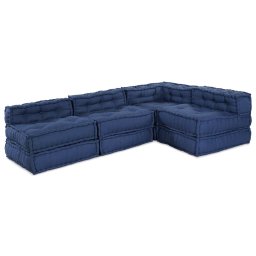 Fotolii puf modulare, 4 buc., indigo, textil GartenMobel Dekor