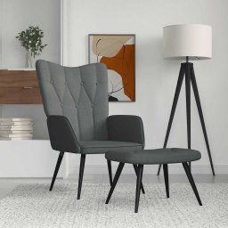 Scaun de relaxare cu taburet, gri închis, textil GartenMobel Dekor