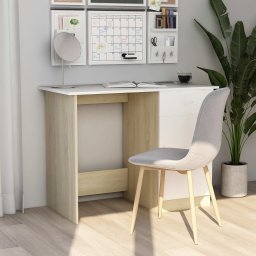 Birou, alb si stejar Sonoma, 100 x 50 x 76 cm, PAL GartenMobel Dekor