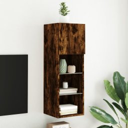 Comoda TV cu lumini LED, stejar fumuriu, 30,5x30x90 cm GartenMobel Dekor